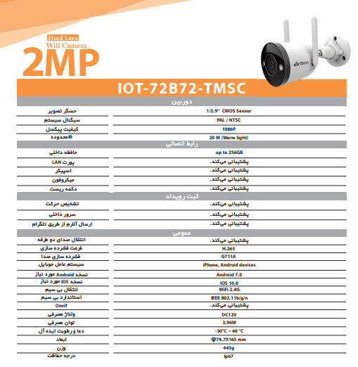 دیتاشیت دوربین مداربسته بولت برایتون مدل IOT-72B72-TMSC فروشگاه دیدپلاس نمایندگی برایتون و داهوا